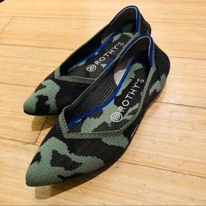 Rothy’s Olive Camo pointed toe flats shoes
